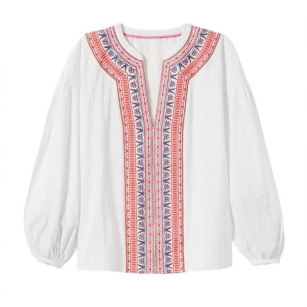 Boden | Embroidered V-Parth Boho Top Blouse - Picture 3 of 16